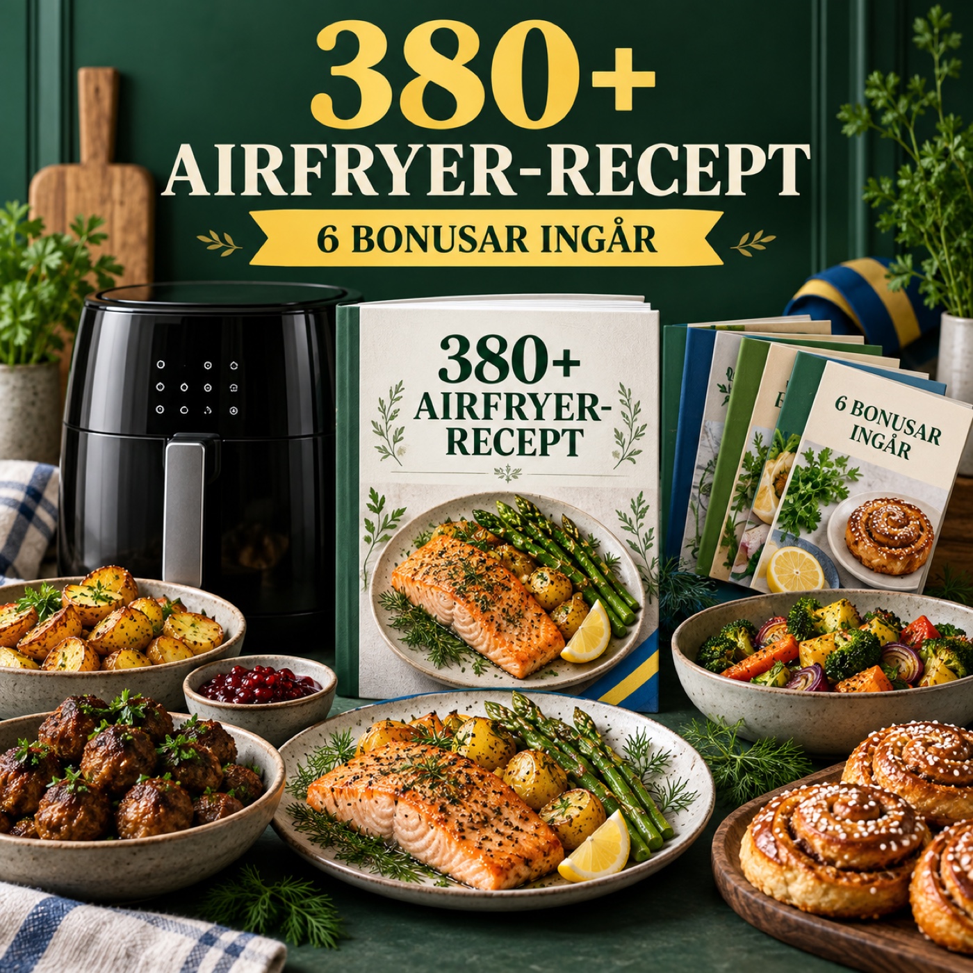 380+ Airfryer-recept med 6 bonusar